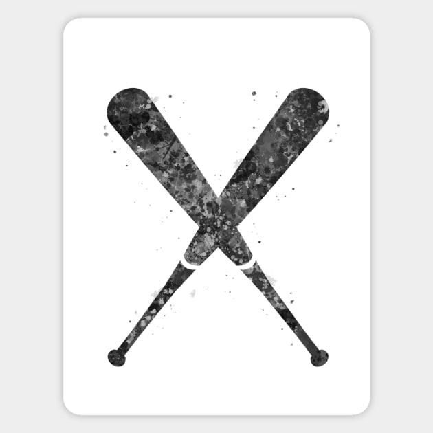 Baseball bat black and white Magnet by Yahya Art